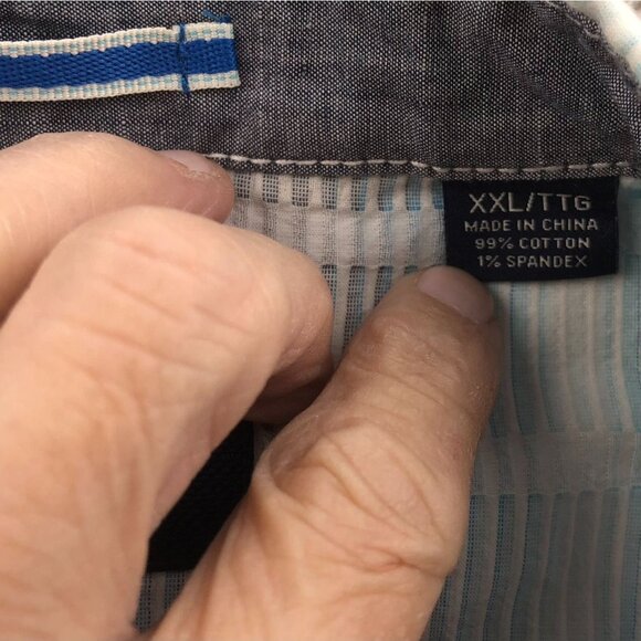 Tommy Bahama Mens Shirt XXL Blue Short Sleeve Button-Up Striped Classic Casual - Picture 4 of 10